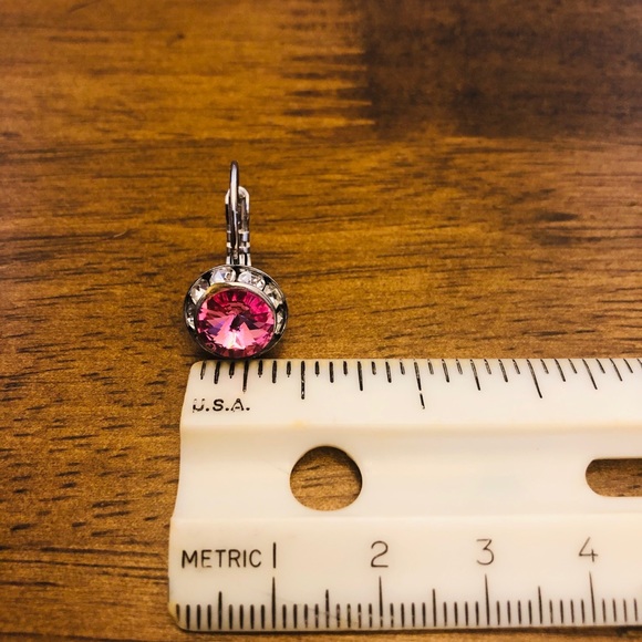 Silver Crystal Pink & White Drop Earrings - Picture 8 of 8